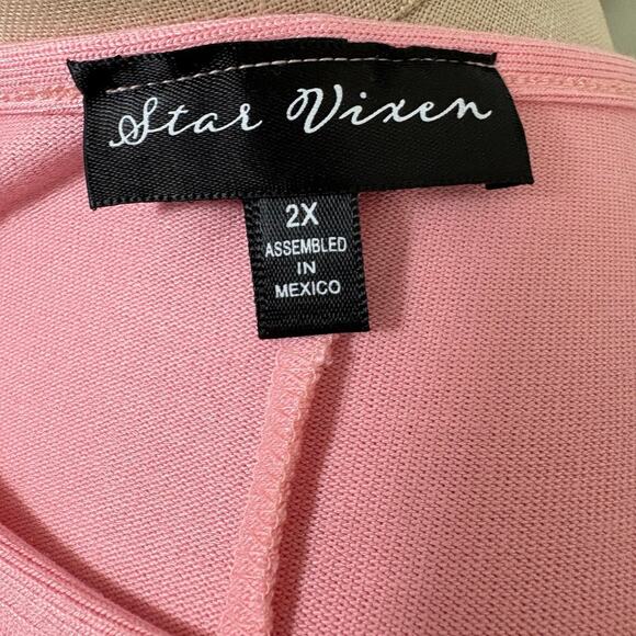 New! Star Vixen Pink Women's Crewneck Basic Plain Top 2X - Picture 4 of 5